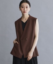 【es】ダブルブレストノーカラージレ/セットアップ対応可【洗える】