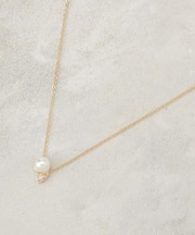 フェイクパール×ミニビジューショートネックレス