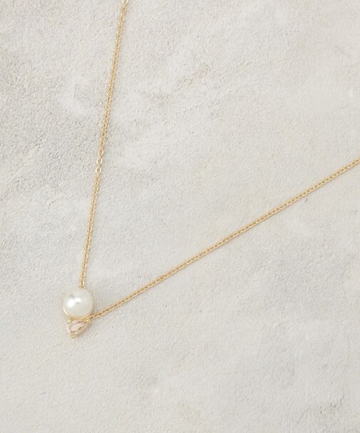 フェイクパール×ミニビジューショートネックレス