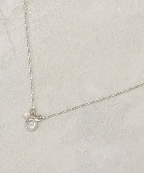 フェイクパール×アソートキュービックネックレス