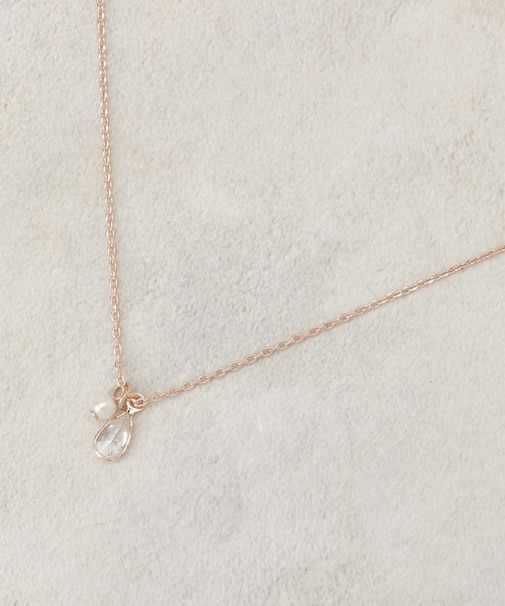 フェイクパール×アソートキュービックネックレス