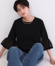 シアーフレアスリーブニット【洗濯機OK/抗ピル】