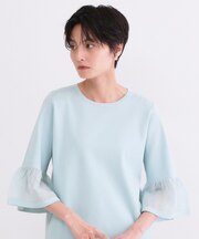 シアーフレアスリーブニット【洗濯機OK/抗ピル】