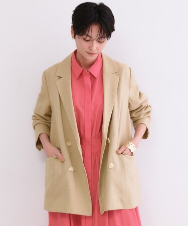 ダブルブレストジャケット【洗える/UVケア/防シワ加工/接触冷感】