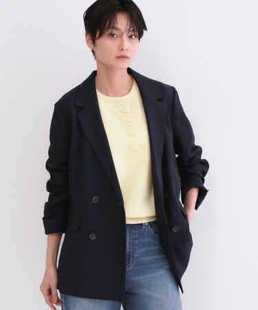 ダブルブレストジャケット【洗える/UVケア/防シワ加工/接触冷感】