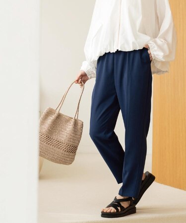 美脚ストレッチイージーテーパードパンツ／セットアップ対応可【洗濯機OK／防シワ加工】《SS～LL/5col》