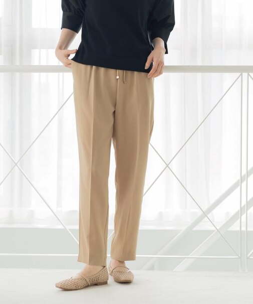 美脚ストレッチイージーテーパードパンツ/セットアップ対応可【洗濯機OK/防シワ加工】《SS~LL/5col》