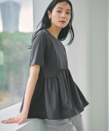 ペプラムドッキングカットソー【洗濯機OK】
