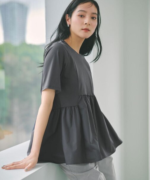 ペプラムドッキングカットソー【洗濯機OK】