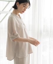 ストレッチスキッパータックスリーブブラウス/セットアップ対応可【洗濯機OK/防シワ加工】《SS～LL/6col》