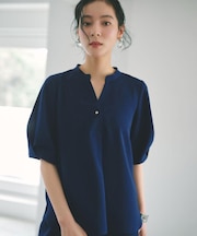 タックスリーブブラウス【洗濯機OK/防シワ加工/ストレッチ】《SS～LL/6col/セットアップ対応可》