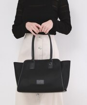 合皮パイピングワイドトート