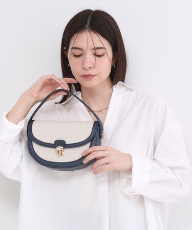 【2WAY】キャンバス×合皮コンビフロントデザインバッグ