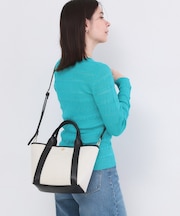 【2WAY】キャンバス×合皮コンビミドルトート