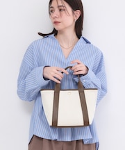 【2WAY】キャンバス×合皮コンビミドルトート