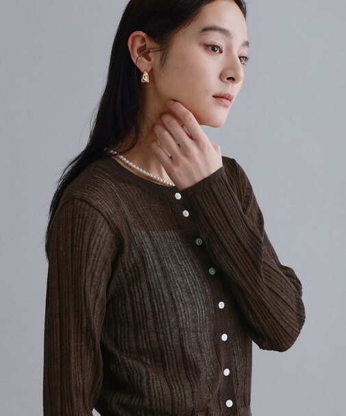 【es】シアーランダムリブニットカーディガン【洗濯機OK／抗ピル】