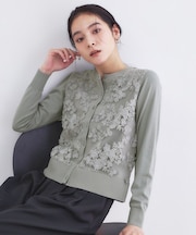 チュールレースニットカーディガン【洗える】