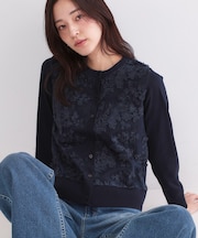 チュールレースニットカーディガン【洗える】