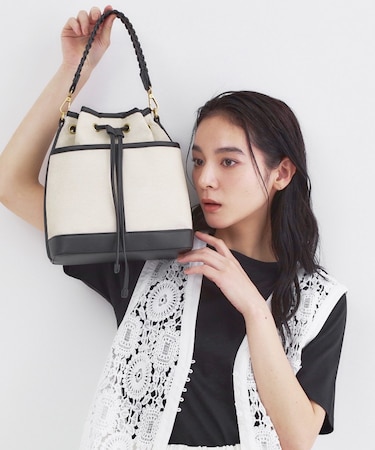 2WAY素材アソート巾着ショルダーバッグ