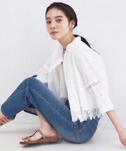 裾レース使いピンタックショートシャツ【洗濯機OK】