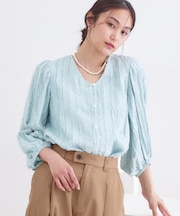 フリンジジャカードブラウス【洗濯機OK】