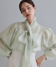 【es】オーガンジーボウタイブラウス【洗濯機OK】