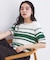 ランダムボーダーハーフスリーブニット【洗濯機OK】