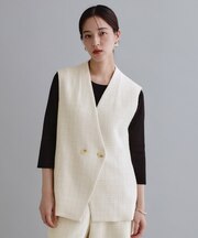 【es】ファンシーツイードノーカラージレ/セットアップ対応【洗える】