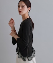 【es】裾イレギュラーヘムレースニット【洗濯機OK】