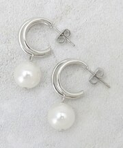 メタルハーフムーン×フェイクパールピアス