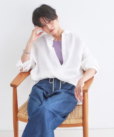 フレンチリネンシャツ【洗濯機OK】