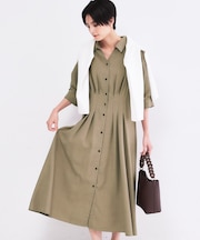 ウエストタック フレアワンピース【洗濯機OK／イージーアイロン】