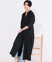 ウエストタック フレアワンピース【洗濯機OK/イージーアイロン】