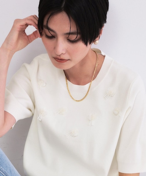 ビジューモチーフニット【洗える】