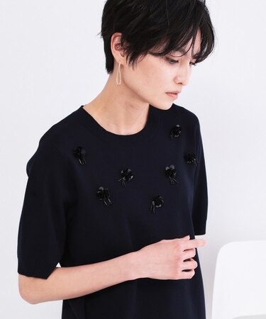 ビジューモチーフニット【洗える】