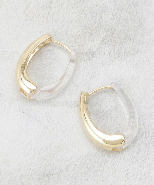 クリア×メタルコンビワンタッチピアス