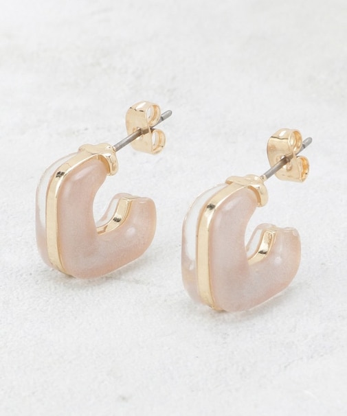 サイドクリア×ラメカラーデザインミニピアス