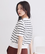 【UVケア】ハーフスリーブニット／オーガニックコットン混《洗濯機OK》