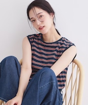 マルチボーダーアソート ノースリーブTシャツ【洗濯機OK】