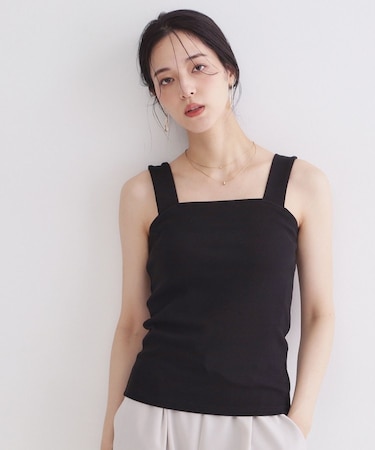 ワイドストラップリブキャミソール【洗濯機OK】