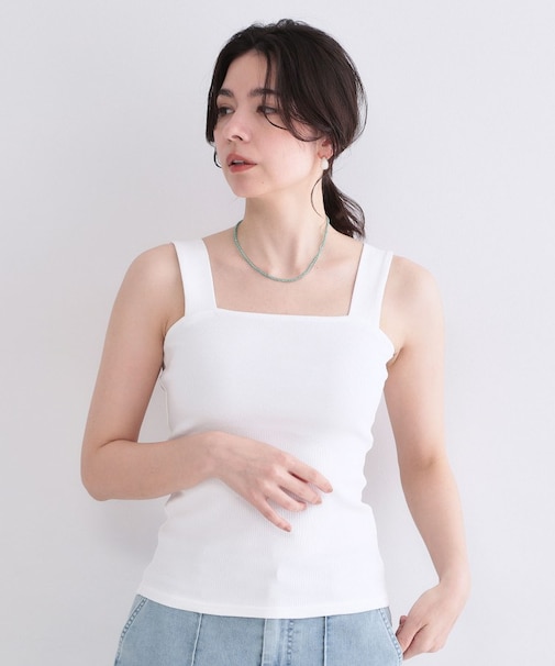 ワイドストラップリブキャミソール【洗濯機OK】