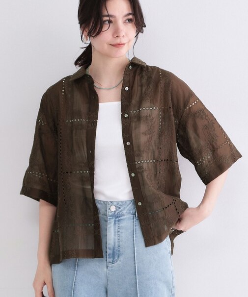 刺繍ハーフスリーブシャツ／セットアップ対応可【洗濯機OK】