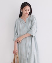 キーネックロングワンピース【洗える】
