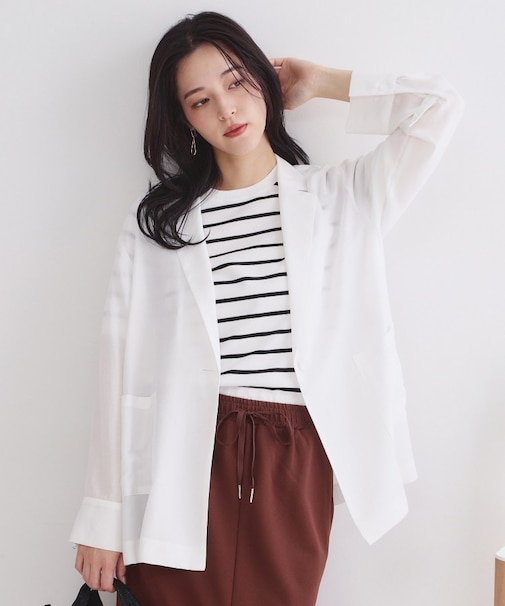 2WAYスリーブシアーテーラードジャケット【洗濯機OK】