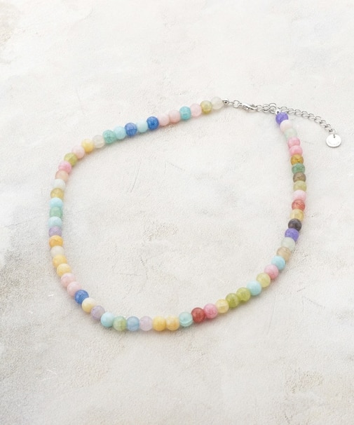 マルチカラー天然石風ネックレス