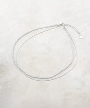 カラービーズ×メタル2連ネックレス