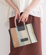 デザインハンドルマルチストライプミドルトート