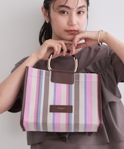 デザインハンドルマルチストライプミドルトート