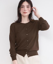 16ゲージクルーネックニットカーディガン【洗える／抗ピル】