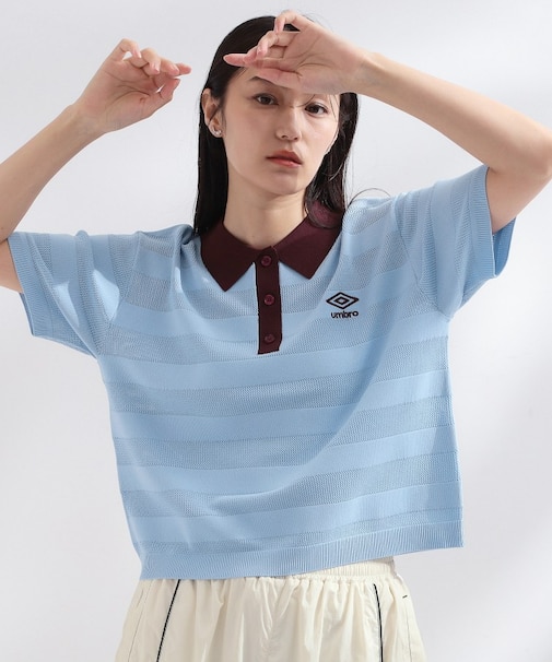 ◆【umbro／アンブロ】メッシュボーダー配色ポロニット